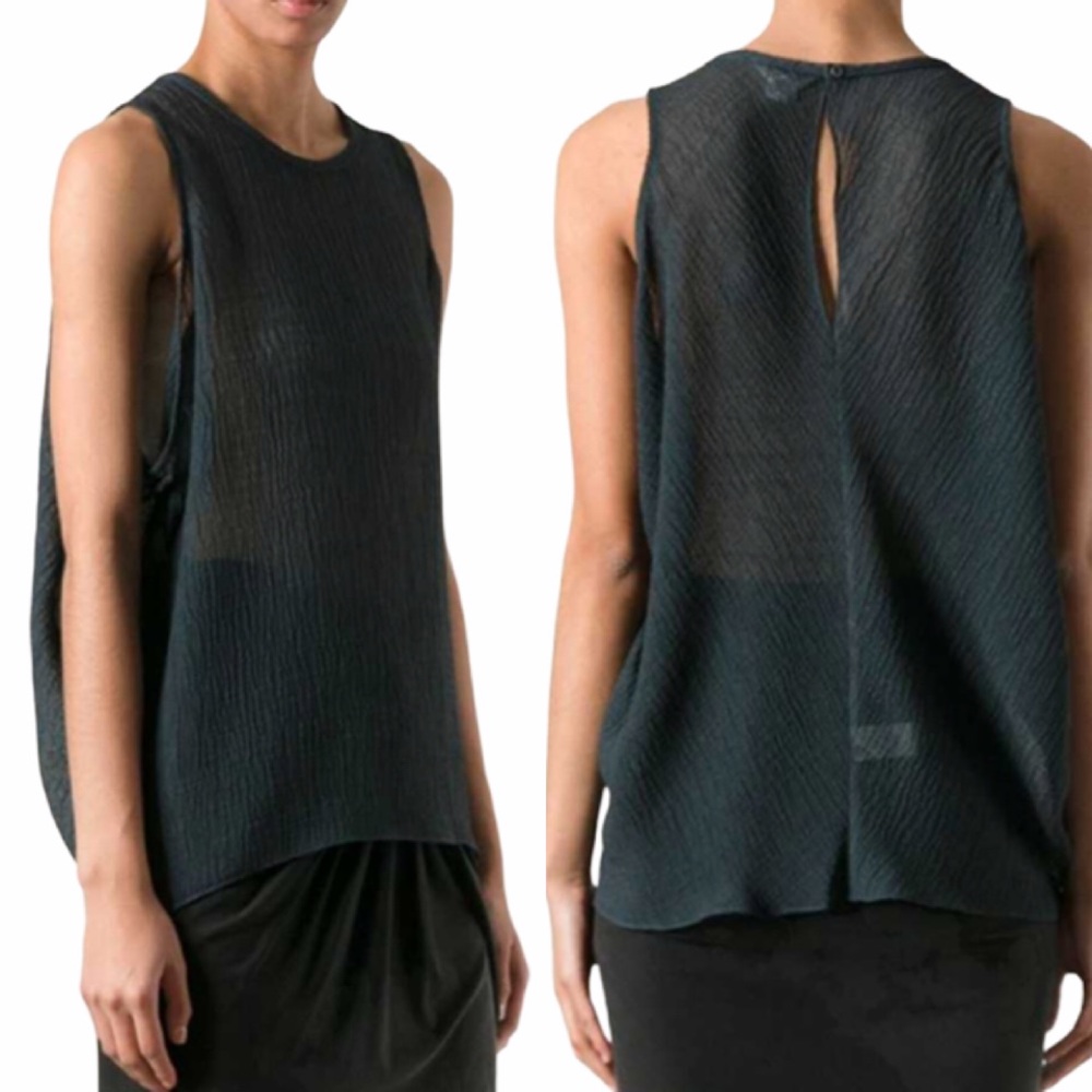 Helmut Lang Sheer Sleeveless Blouse Tank Top Large